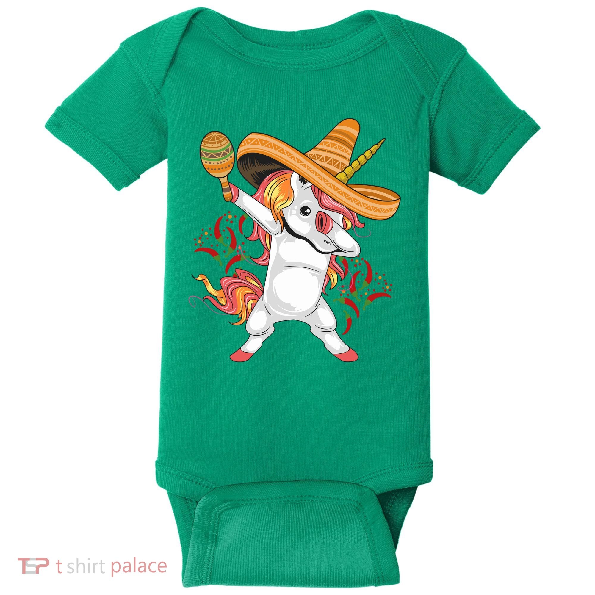 Cinco De Mayo Unicorn Dab Baby Bodysuit