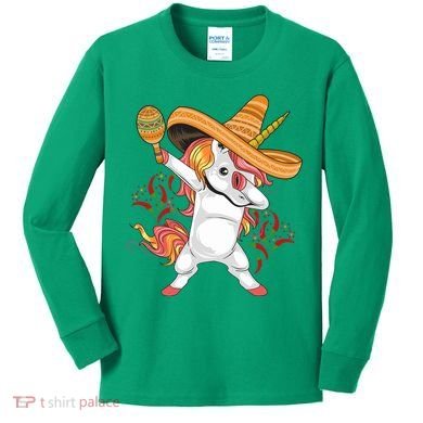 Cinco De Mayo Unicorn Dab Kids Long Sleeve Shirt