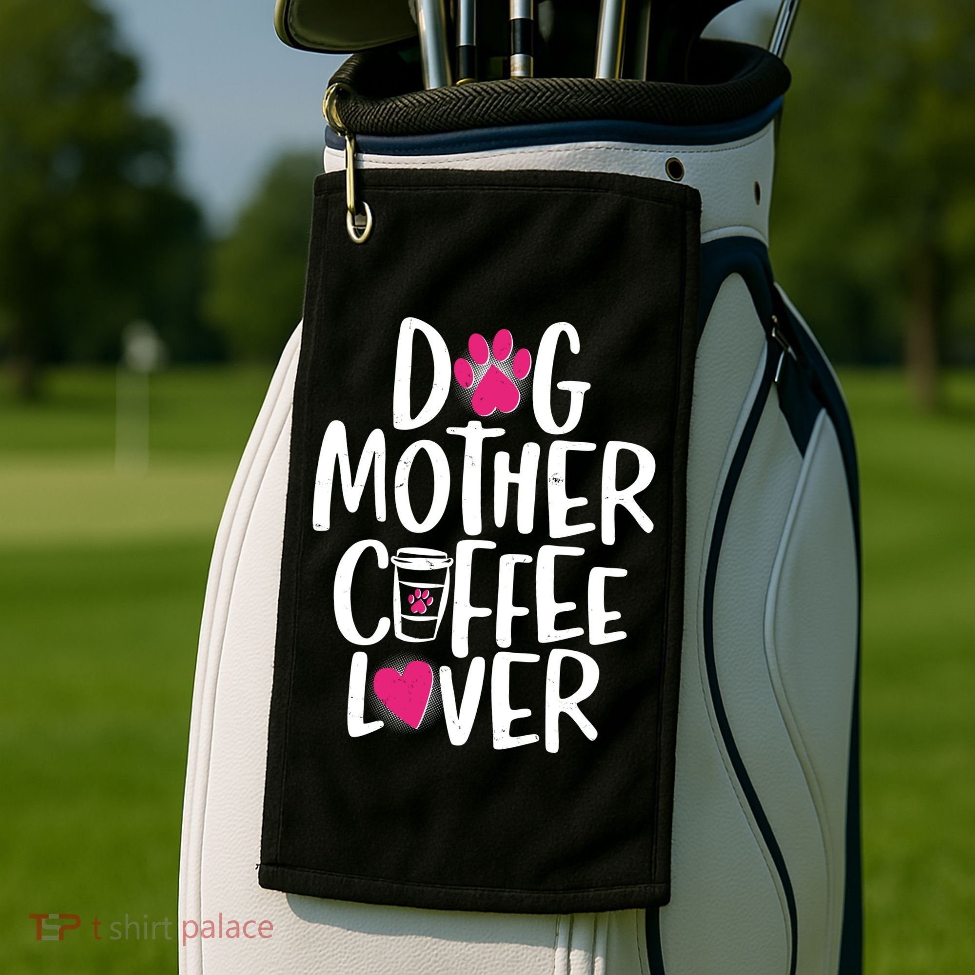 Cute Dog Mother Coffee Lover Golf Towel