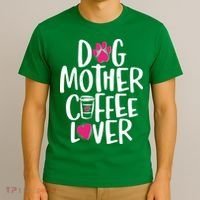 Cute Dog Mother Coffee Lover T-Shirt thumb 3