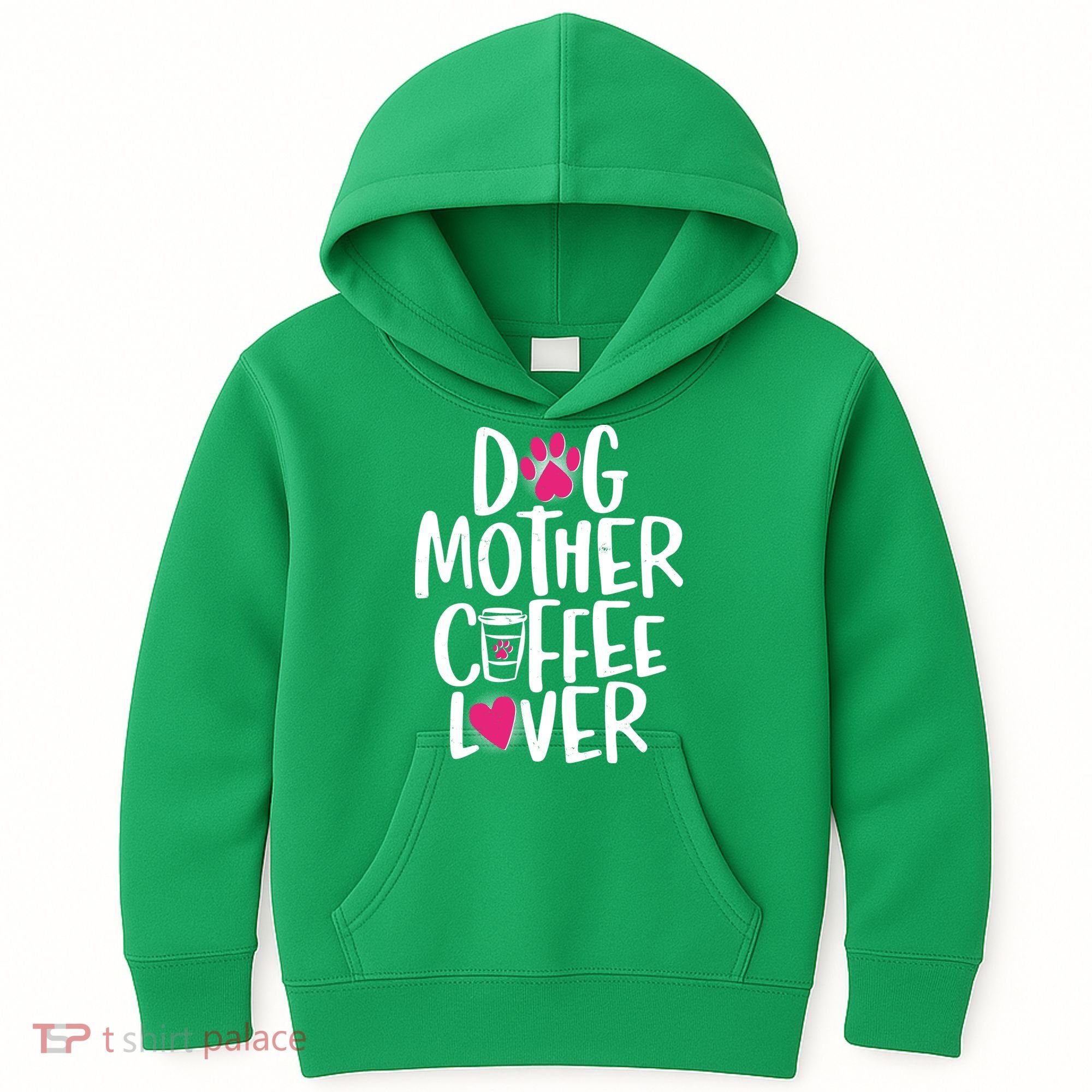 Cute Dog Mother Coffee Lover Kids Hoodie