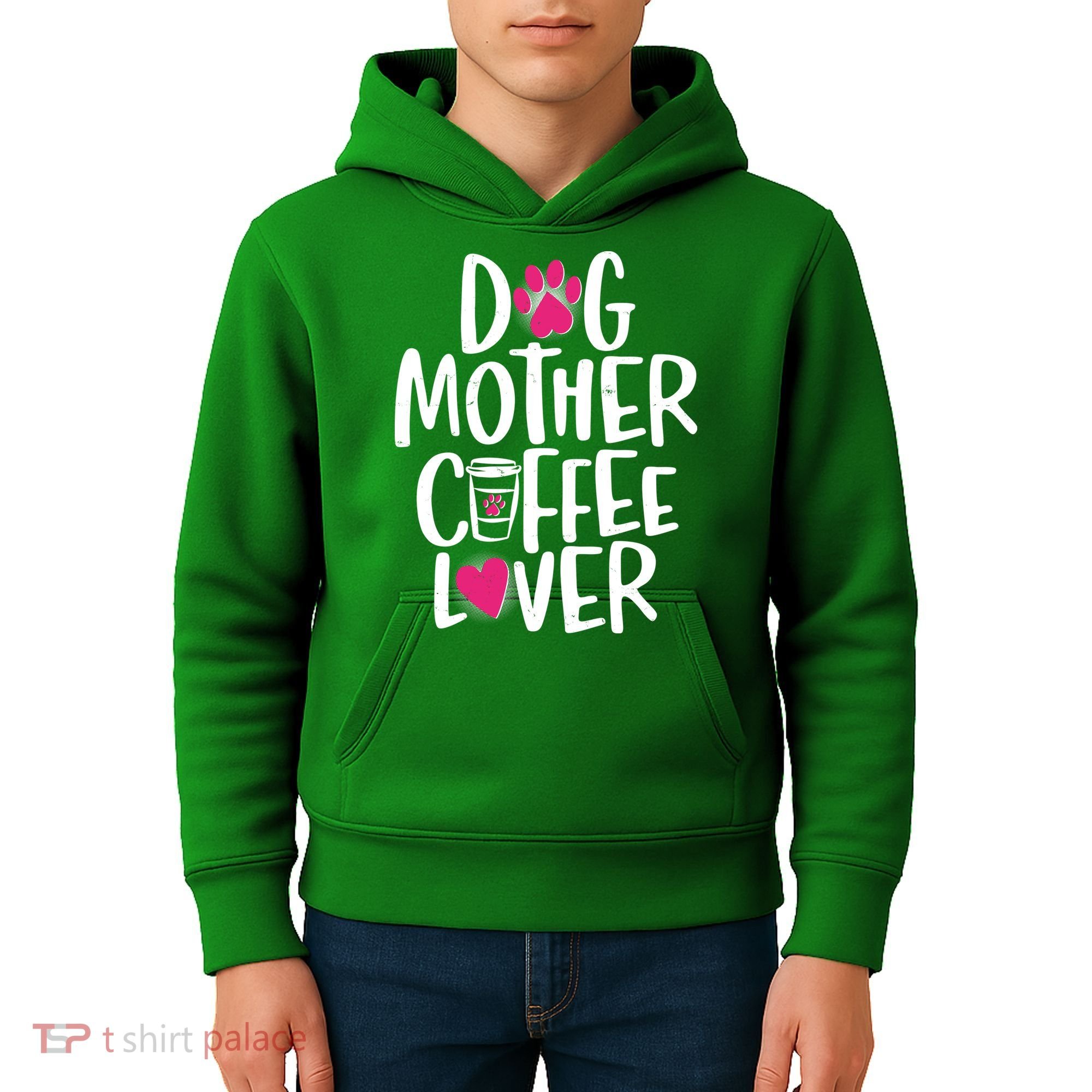 Cute Dog Mother Coffee Lover Kids Hoodie