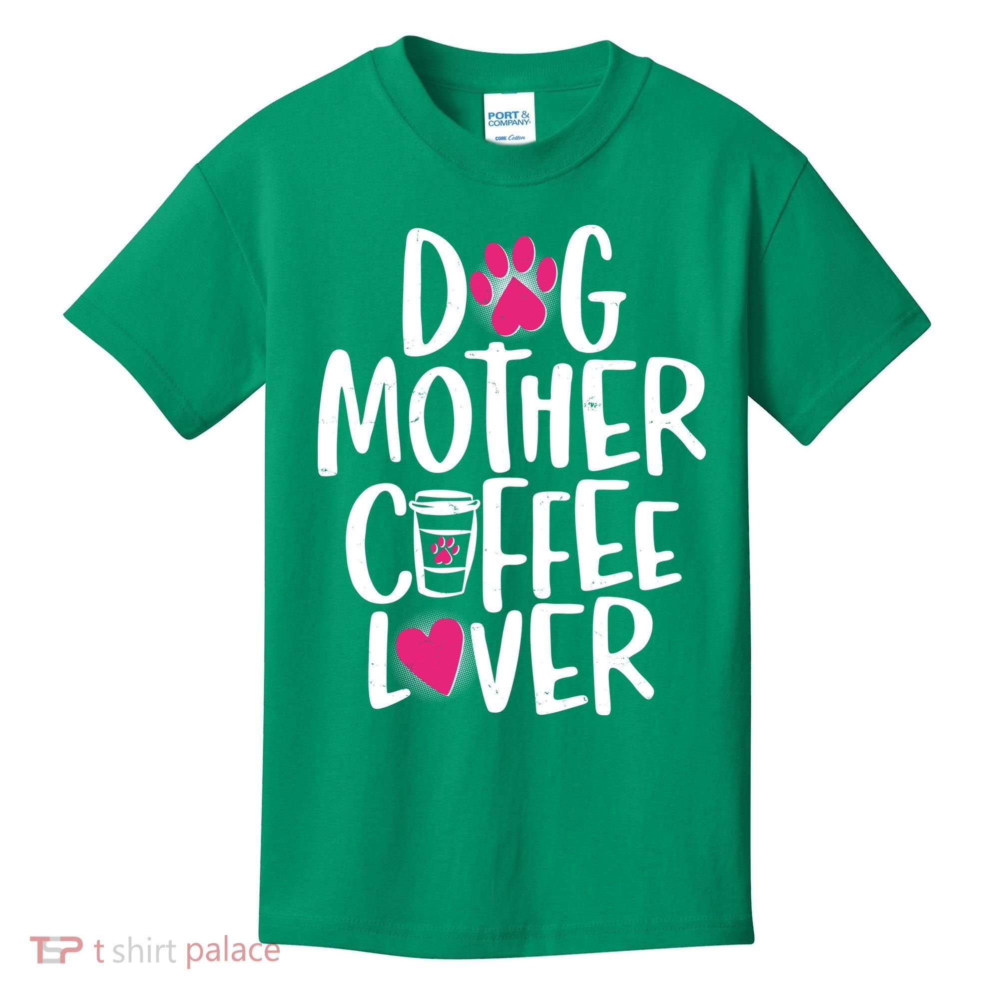 Cute Dog Mother Coffee Lover Kids T-Shirt