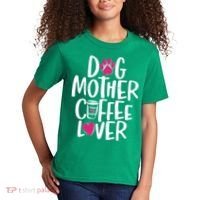 Cute Dog Mother Coffee Lover Kids T-Shirt thumb 2