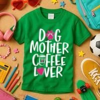 Cute Dog Mother Coffee Lover Kids T-Shirt thumb 3