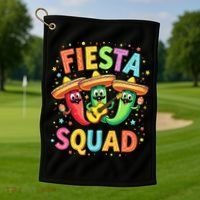 Cinco De Mayo Fiesta Squad Chili Peppers Mexican Party Golf Towel thumb 1