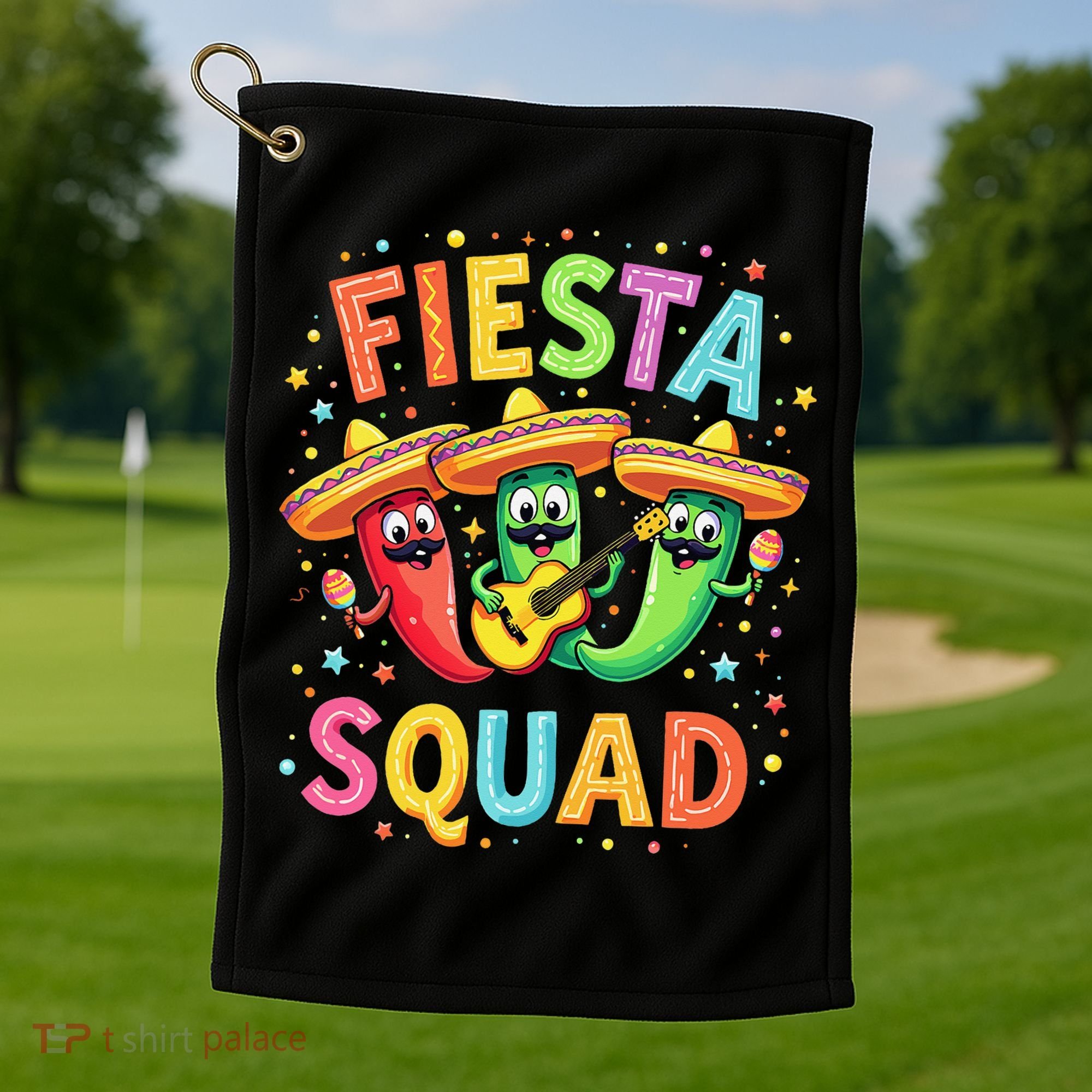 Cinco De Mayo Fiesta Squad Chili Peppers Mexican Party Golf Towel