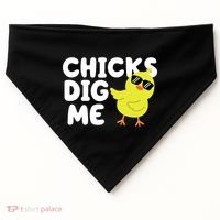 Chicks Dig Me Funny Baby Chick Chicken USA-Made Doggie Bandana thumb 0