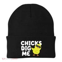 Chicks Dig Me Funny Baby Chick Chicken Beanie thumb 0
