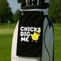 Chicks Dig Me Funny Baby Chick Chicken Golf Towel thumb 2