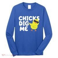 Chicks Dig Me Funny Baby Chick Chicken Long Sleeve Shirt thumb 0