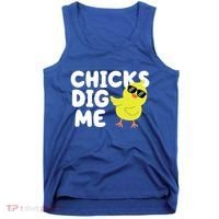 Chicks Dig Me Funny Baby Chick Chicken Tank Top thumb 0