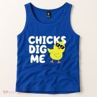 Chicks Dig Me Funny Baby Chick Chicken Tank Top thumb 2