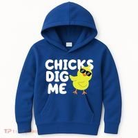 Chicks Dig Me Funny Baby Chick Chicken Kids Hoodie thumb 0