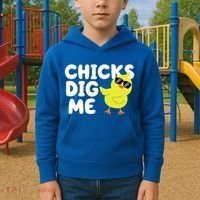 Chicks Dig Me Funny Baby Chick Chicken Kids Hoodie thumb 2