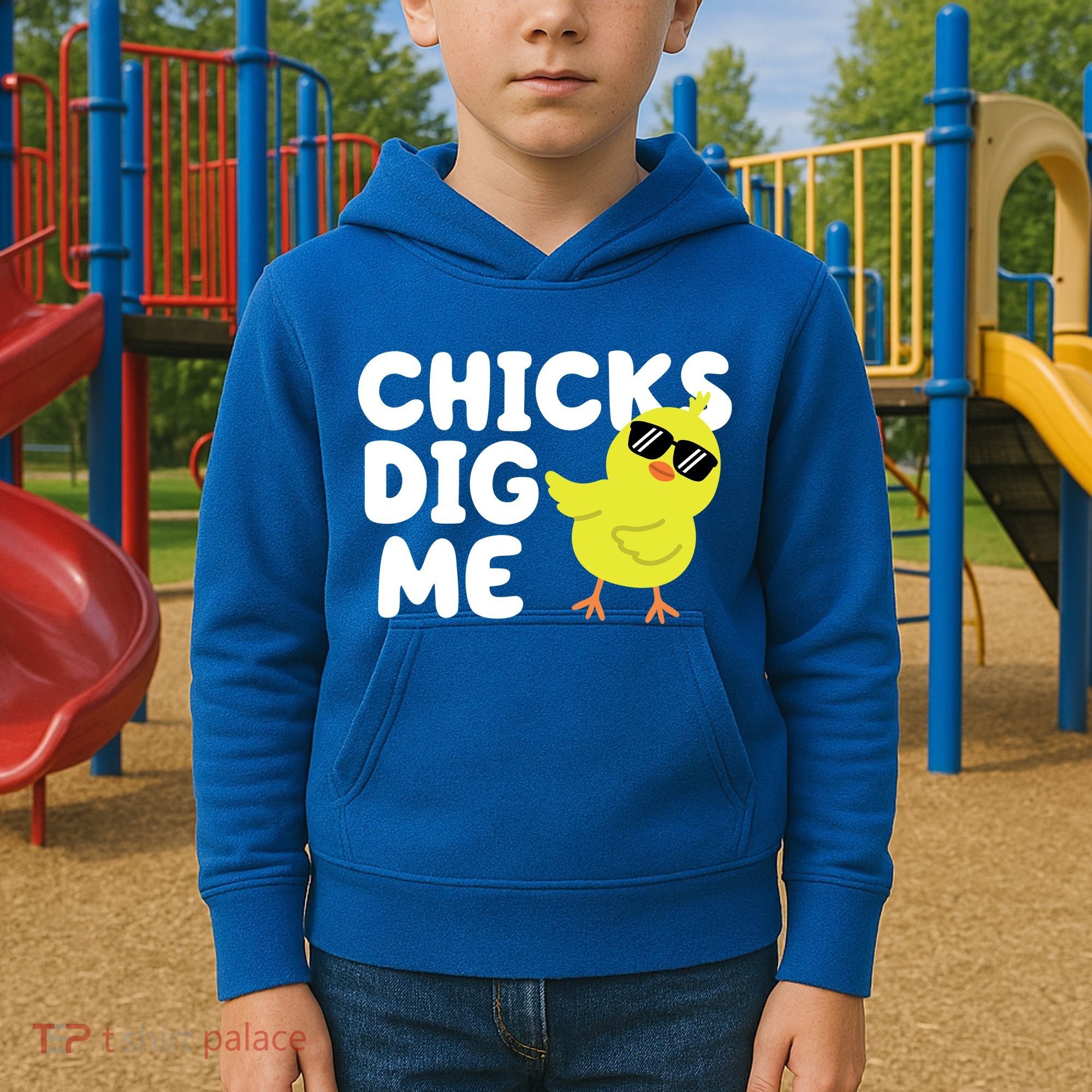 Chicks Dig Me Funny Baby Chick Chicken Kids Hoodie