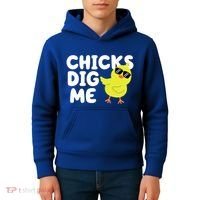 Chicks Dig Me Funny Baby Chick Chicken Kids Hoodie thumb 4