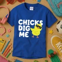 Chicks Dig Me Funny Baby Chick Chicken Kids T-Shirt thumb 3