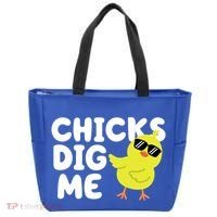 Chicks Dig Me Funny Baby Chick Chicken Tote Bag thumb 0