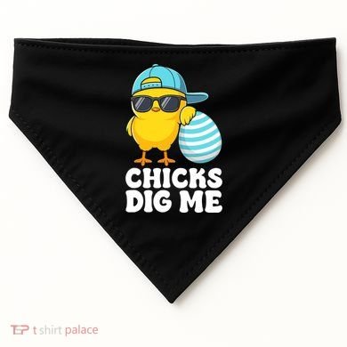 Chicks Dig Me Easter Happy Easter Funny USA-Made Doggie Bandana