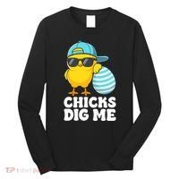 Chicks Dig Me Easter Happy Easter Funny Long Sleeve Shirt thumb 0