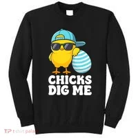 Chicks Dig Me Easter Happy Easter Funny Sweatshirt thumb 0