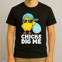 Chicks Dig Me Easter Happy Easter Funny T-Shirt thumb 3