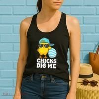 Chicks Dig Me Easter Happy Easter Funny Women's Tank Top thumb 2