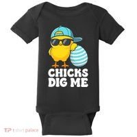 Chicks Dig Me Easter Happy Easter Funny Baby Bodysuit thumb 0