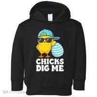 Chicks Dig Me Easter Happy Easter Funny Toddler Hoodie thumb 0