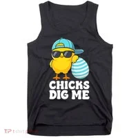 Chicks Dig Me Easter Happy Easter Funny Tank Top thumb 0