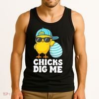Chicks Dig Me Easter Happy Easter Funny Tank Top thumb 3