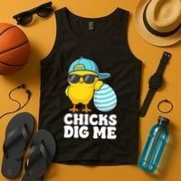 Chicks Dig Me Easter Happy Easter Funny Tank Top thumb 4