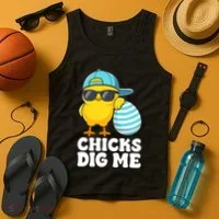 Chicks Dig Me Easter Happy Easter Funny Tank Top thumb 4