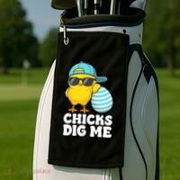 Chicks Dig Me Easter Happy Easter Funny Golf Towel thumb 2