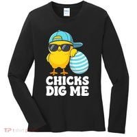 Chicks Dig Me Easter Happy Easter Funny Women's Long Sleeve Shirt thumb 0