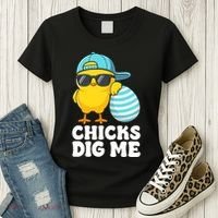 Chicks Dig Me Easter Happy Easter Funny Women's T-Shirt thumb 3