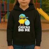 Chicks Dig Me Easter Happy Easter Funny Kids Hoodie thumb 3