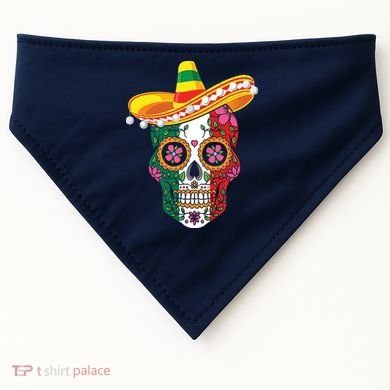 Cinco De Mayo Shirts Sugar Mexican Skull Cinco De Mayo USA-Made Doggie Bandana