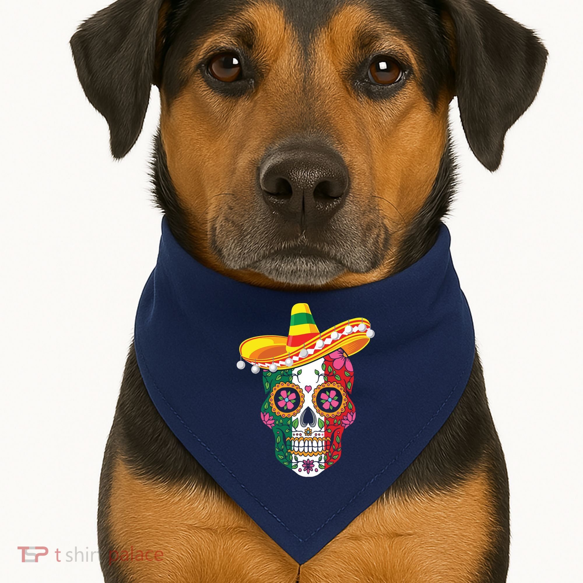 Cinco De Mayo Shirts Sugar Mexican Skull Cinco De Mayo USA-Made Doggie Bandana