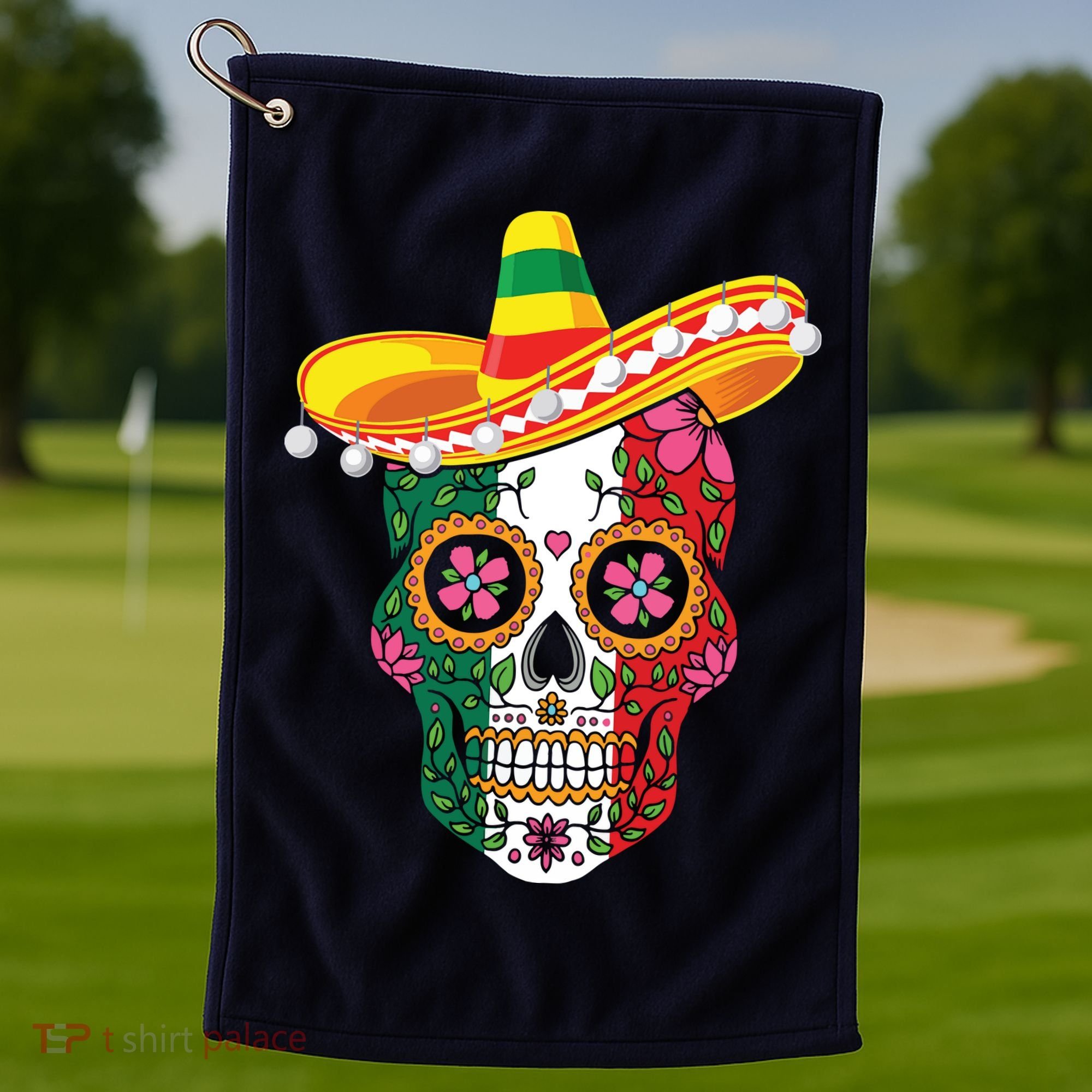 Cinco De Mayo Shirts Sugar Mexican Skull Cinco De Mayo Golf Towel