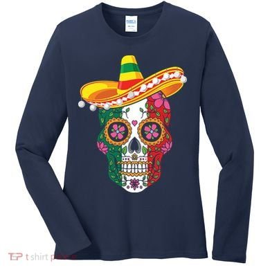 Cinco De Mayo Shirts Sugar Mexican Skull Cinco De Mayo Women's Long Sleeve Shirt