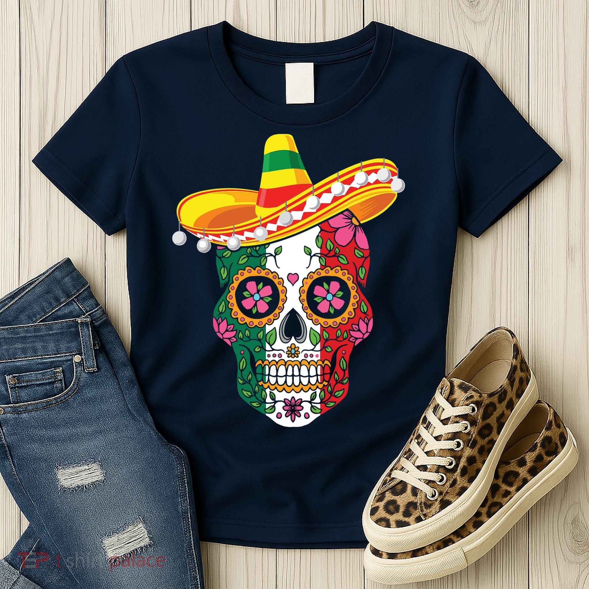 Cinco De Mayo Shirts Sugar Mexican Skull Cinco De Mayo Women's T-Shirt