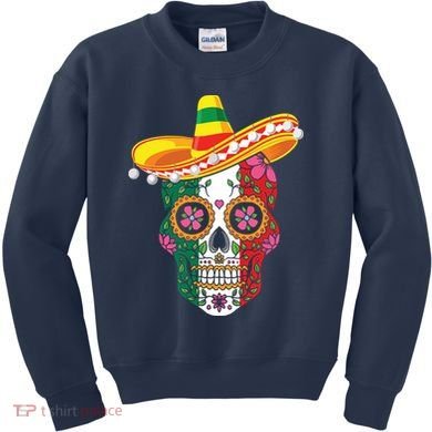 Cinco De Mayo Shirts Sugar Mexican Skull Cinco De Mayo Kids Sweatshirt