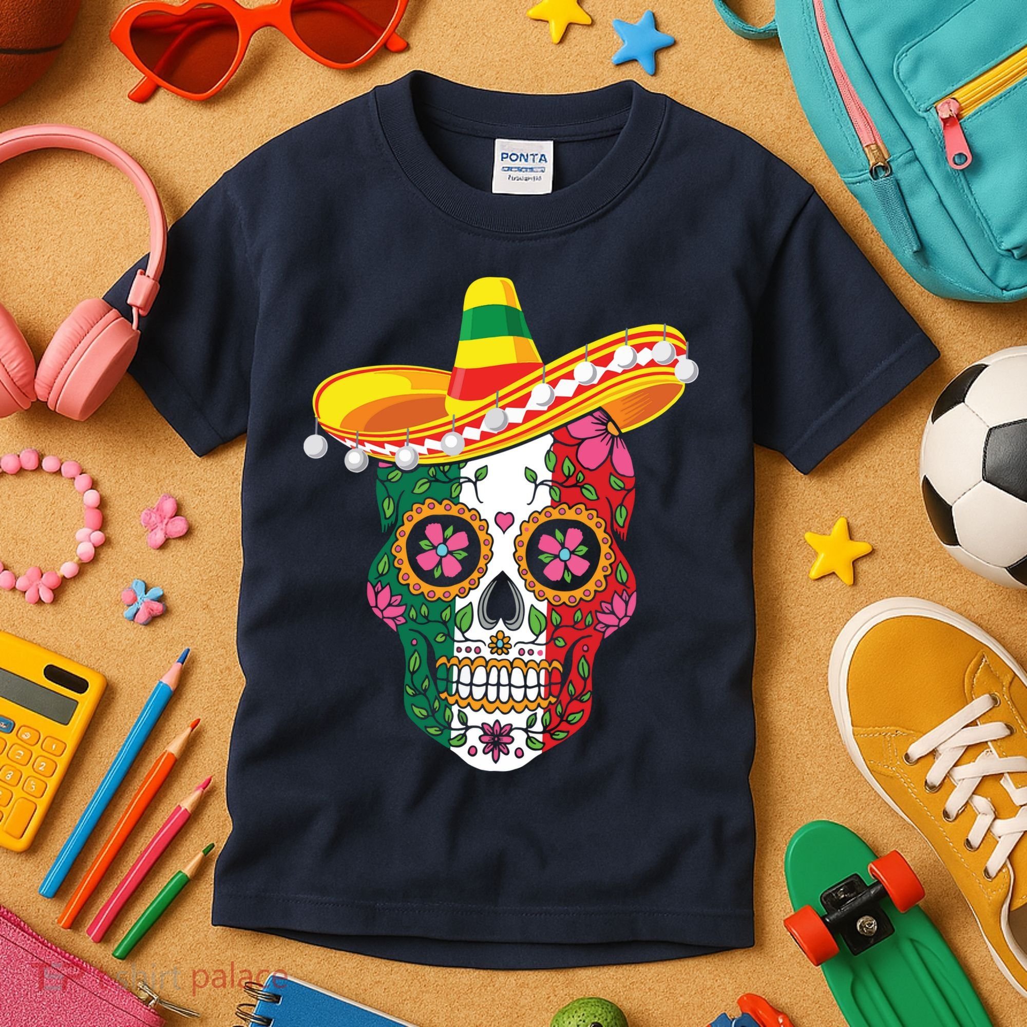 Cinco De Mayo Shirts Sugar Mexican Skull Cinco De Mayo Kids T-Shirt
