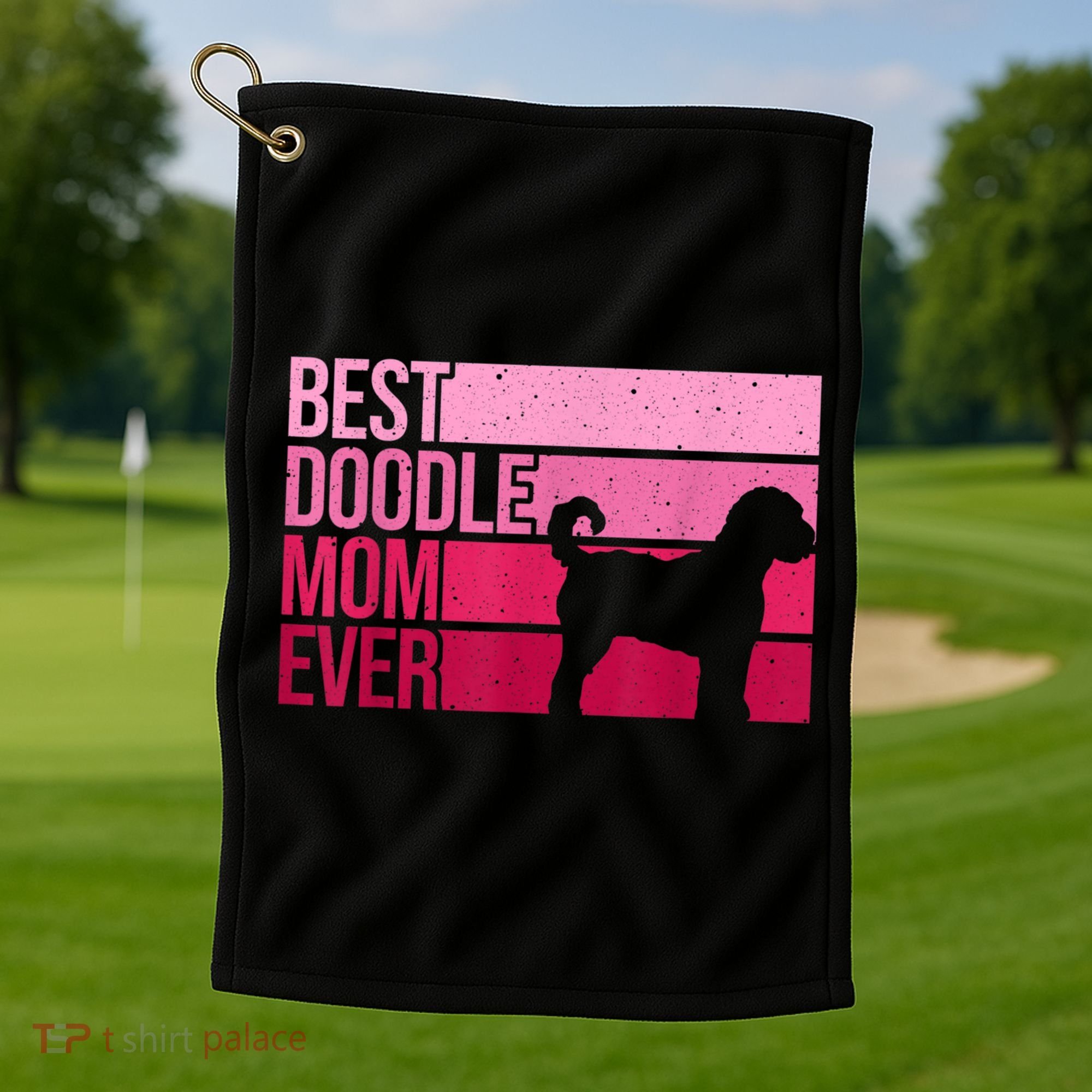 Cool Doodle Mom Art Women Aussiedoodle Goldendoodle Dog Golf Towel