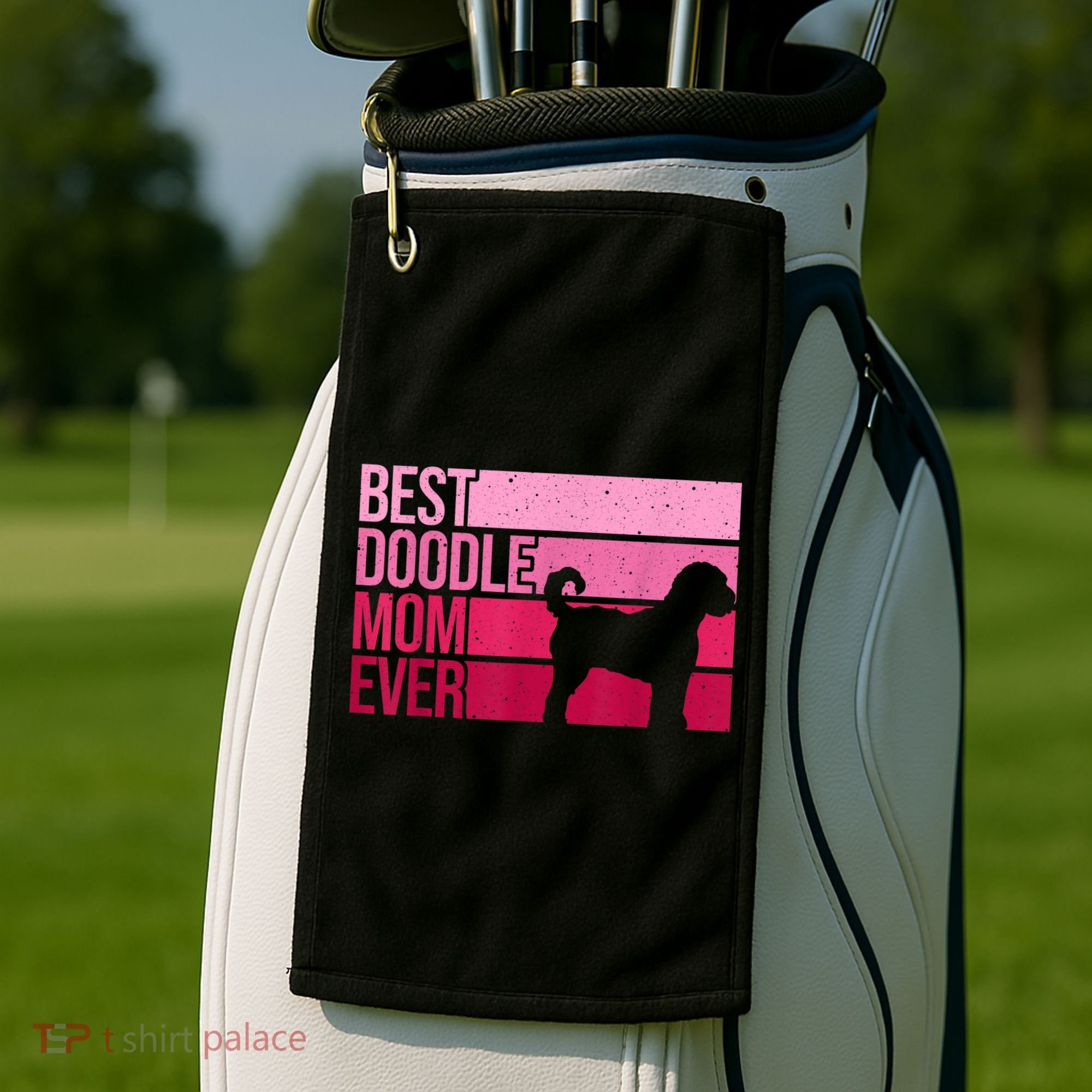 Cool Doodle Mom Art Women Aussiedoodle Goldendoodle Dog Golf Towel