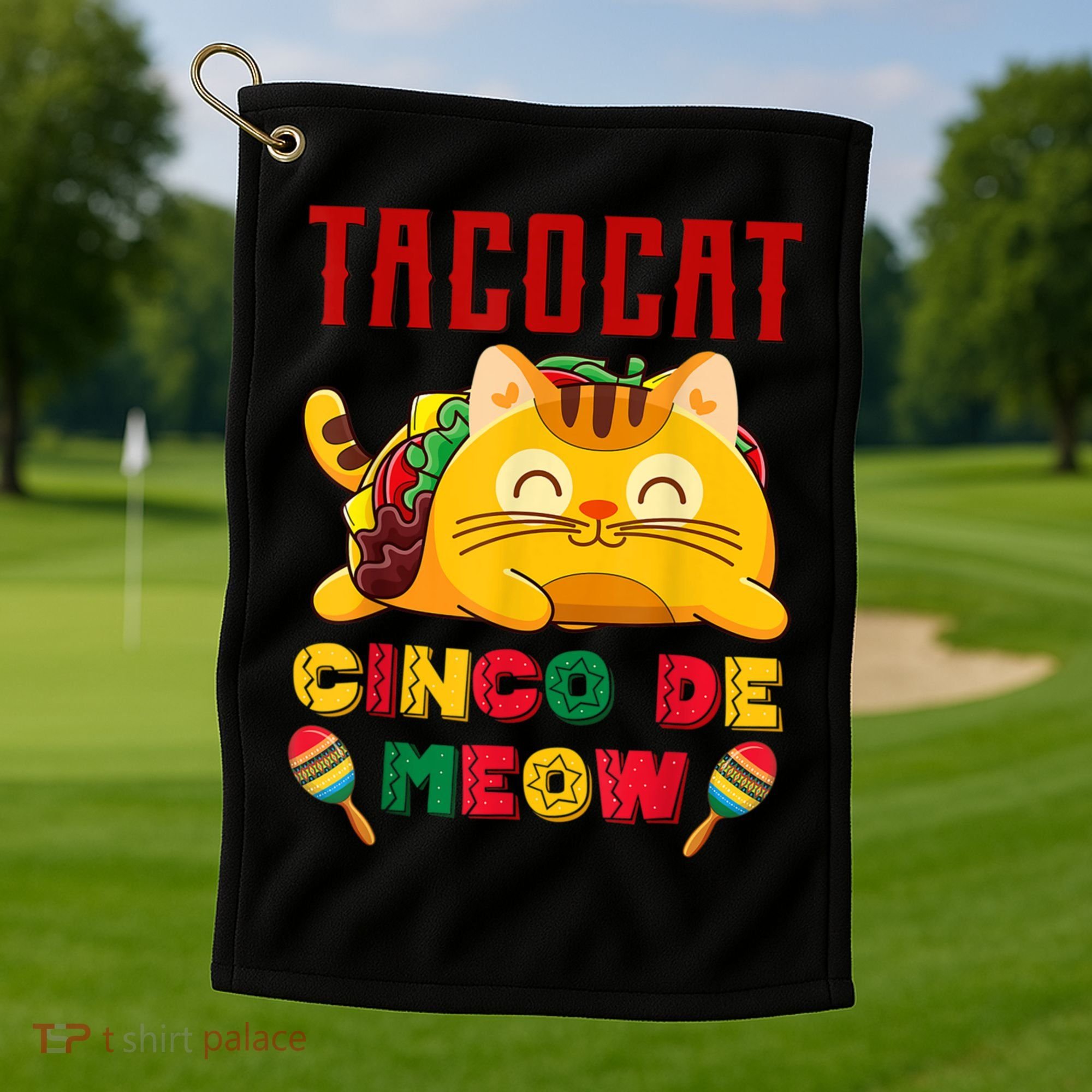 Cinco De Meow Taco Cat Mexican Golf Towel