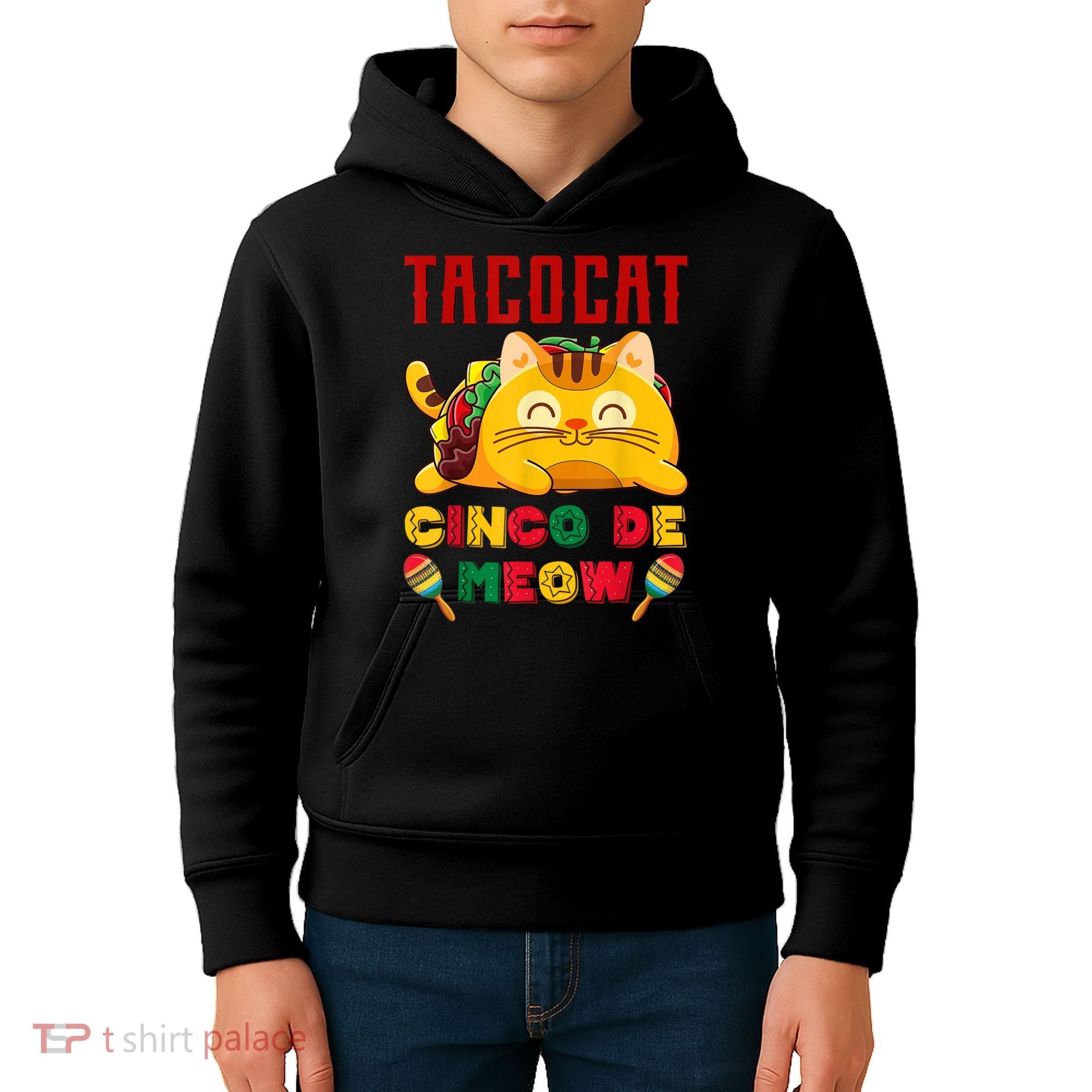 Cinco De Meow Taco Cat Mexican Kids Hoodie