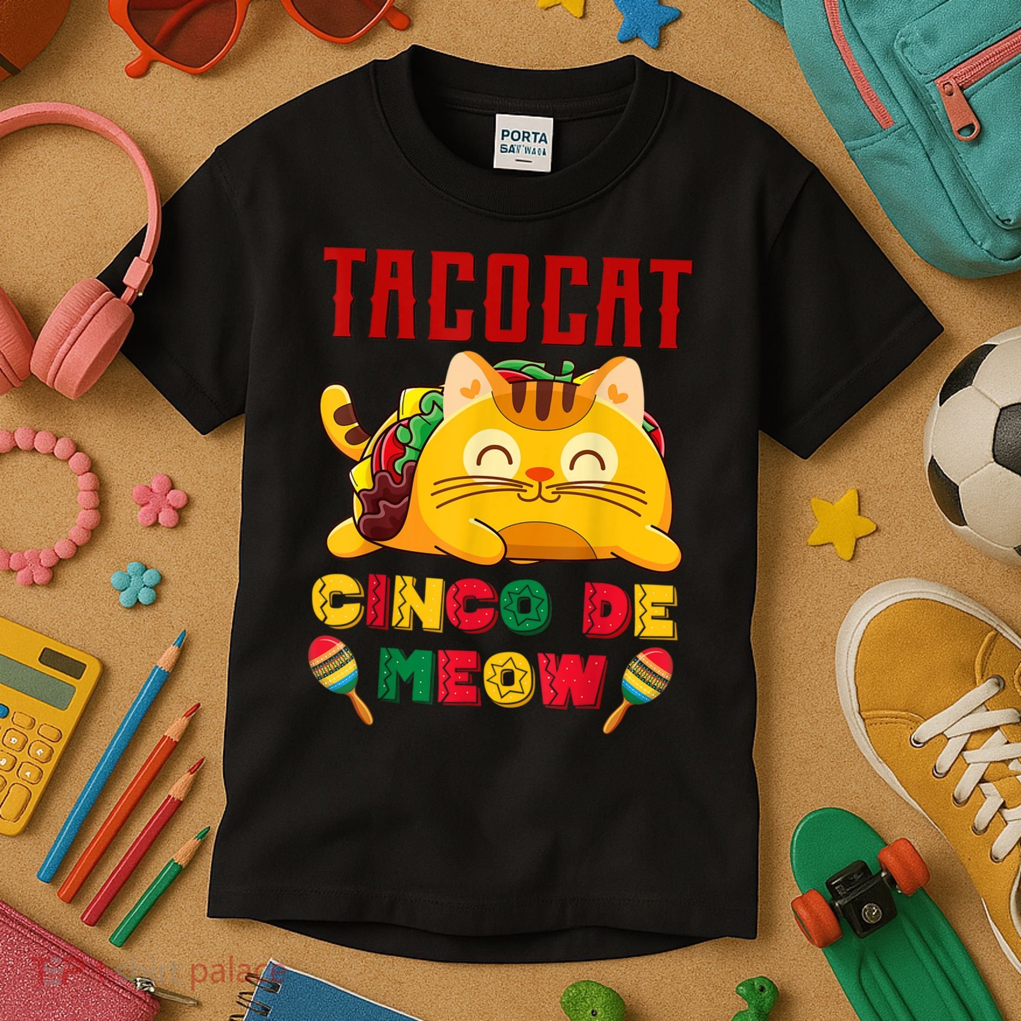 Cinco De Meow Taco Cat Mexican Kids T-Shirt